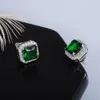 Boucles d'oreilles carrées en diamant zircon cubique, anneaux d'oreille bleu vert pour femmes, bijoux fins à la mode, volonté et sable