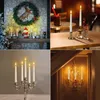 LED Electronic Candle With Timer Remote And Candlestick Fake Candle Flicker Year Christmas Decorative Table Window Candles 220527