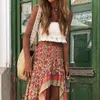 Boho print lange rok bodems elastische taille zigeuner etnische dames rok 220322