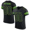 Custom Black Black-Neon Green Mesh Authentic Football Jersey