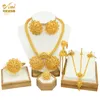 ANIID Dubai Ethiopian Flower Shape Plated 6pcs Jewelry Sets For Women Nigerian Luxury Necklace Jewellery Set Wedding Party Gifts 220726
