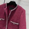 2022 Dames Meisjes Wollen Jas Vintage Tweed Designer Blazer Peacoat Maatjas Met Letterknopen Milan Runway Brand Single Bre9323663