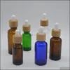 Glass Dropper Bottle 15Ml 30Ml 50Ml With Bamboo Cap 1Oz Wooden Frosted Amber White Essential Oil Bottles Drop Delivery 2021 Packing Office