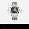 Sport de luxo masculino 5ATM Waterspert Watch Stainls Aço Men Vintage Squeleto Automático Relógio mecânico