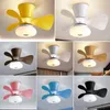 21.65'' Colorful Small Modern Ceiling Fan Remote Control With Dimmable Light ABS Blades Flush Mount Quiet For Kids Room Bedroom 110V 220V