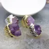 Cluster Rings Trendy Natural Amethysts Nugget Adjustable Rings,Irregularly Shaped Purple Quartz Fashion Men Women Golded/Silvery Plated