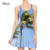 Песчаный пляж, женское платье с 3D принтом пальмы, женское летнее повседневное модное вечернее платье без рукавов, Vestidos 220617