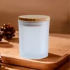 Bicchiere in vetro bianco da 6 once con coperchio in bambù Sublimazione da cucina Contenitore trasparente per contenitore per tazza d'acqua portatile con zucchero candito