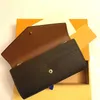 PORTEFEUILLE SARAH WALLET Womens Envelope-style Long Wallet Card Holder Case Iconic Brown Waterproof Canvas M60531 Sac271p