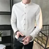 Vêtements ethniques 2022 Printemps Hommes Chemise Style Chinois Slim Fit Manches Longues Camisa Social Bureau Porter Col Mandarin