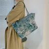 Stor kapacitet handväskor för kvinnor 2024 designer lyx canvas tyg damer väskor sommar mode tryck axel strand rese shoppare väska