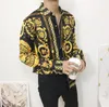 Camisas de vestir para hombres Otoño Hombres Hipster Manga larga Fancy Diseño de lujo Barroco Estampado floral Fiesta de bodas Fiesta de graduación