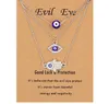 3pcs / set Hamsa Evil Eye Collier Turc Blue Eye Main Pendentif Colliers Chanceux Protection Bijoux Cadeau pour Femmes Filles en gros