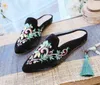 Women Slippers Muller Slippers Ethnic Style Summer Wear Embroidered Hand Sewed Drill Cloth Women's Sandals Bright Silk With Cheongsam 220622