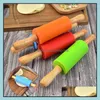 Rolling Pins Pastry Boards Bakeware Kitchen Dining Bar Home Garden Sile Pin For Pizza Cookie Baking Non Stick Surface Wooden Handle 4 Col
