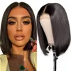 4x4 Bob Lace Sluiting Wig Peruaans Virgin Haar rechte kant Frontale Haar haarpruiken Zwitserse kant Frontale pruik vooraf geplukt