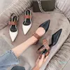 Dress Shoes Fashion Pointed High Heels Luxury Rivet Shallow Mouth Chunky Heeled Sandals Color Matching Loafers