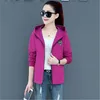 Kvinnans jackor 2022 Spring Autumn Fashion Short dragkedja Huven Långärmad sport Casual Jacket Thin Coat Kvinnlig trend 057