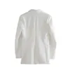 XNWMNZ Women white blazer for women blazer double breasted jackets ladies formal suit jackets back vent hem 220402