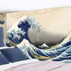 Tapisserie japonaise Kanagawa vagues imprimées, tapis muraux suspendus, soleil Boho, propagation Yoga Ma