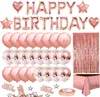 Dekoracja imprezy 46pcs Rose Gold Birthday Set list Happy Balloon Decor Kids Foil Serce