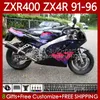 Body Kit For KAWASAKI NINJA ZXR 400 CC ZX-4R ZXR400 91 92 93 94 95 96 Cowling 138No.25 ZX4R 400CC ZX 4R Purple pink blk ZXR-400 1991 1992 1993 1994 1995 1996 ABS Full Fairings