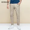 Kuegou Cotton Spandex Men's Castary Pants Spring Ovanols Slimタイプストレートブラックズボンパンツ拡張サイズAK-9792 201128