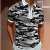 Männer Polos Sommer Hohe Qualität Männer Shirts Camouflage Print Casual Kurzarm Herren Drehen-unten Kragen Zipper Shirt männerMen's Men'sMen's