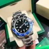 GMT 남자 시계 40mm 블랙 다이얼 자동 시계 기계식 시계 스테인리스 스틸 브라운 블랙 세라믹 사파이어 시계 디자이너 시계 Montre de Luxe Watches