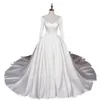 2022 new forged face princess bride long-sleeved Ball Gown wedding dress petite skirt small trailing perspective open back lace Wed Dresses Vestido de novia
