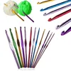 12Pcs/Lot Crochet Hook Set 2-8 Mm Coloured Metal Needle Ergonomic Handle Sewing Knitting Hook Needles Yarn Weave Sweater DIY Hand Craft