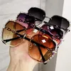 Sonnenbrille hochwertige luxuriöse Vintage polarisierte Frauen Strass -Strass -Räder Sonnenbrille Square Gradient Brille Lentes de Sol