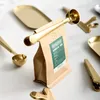 Colheres de café estilo nórdico dois em um, colher de dosagem de pó de vedação de aço inoxidável dourado, utensílios domésticos WH0001