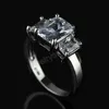 High Grade 3 Square Cubic Zirconia Wedding Rings Engagement Ring Jewelry for Women