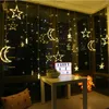 Led Stars Moon Curtain Lights Starry Bedroom Living Room Decoration Lamp Romantic Creative Lights String 201203