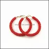 Hoop Hie Earrings Jewelry New Ethnic Big Circle Red Yellow White Beads Earring For Women Girls Bohemian Design Drop Delivery 2021 Z4Eq2