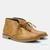 Botas chukka masculinas de couro genuíno botas com cadarço sola de borracha cano alto casual5