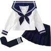 Kleidungssets Japanische Schülerschuluniformen Mädchen Marine Kostüm Frauen JK Anzug Matrosenbluse Faltenrock Jungen UniformanzügeKleidung