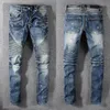 Jeans Heren Designer Jean Distressed Ripped Biker Slim Fit Motorcycle Bikers Denim For Men's Fashion Mans Black Pants pour hommes