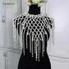 Wraps Jackets G42 Bridal Cape Pearl Cover Top For Bride Sexy Ladies Shawl Pearls Pärlade Tassel Wedding Sleeves Lossningsbara vita Capraps