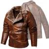 Heren dikke lederen jassen winter herfst mannelijke mode motorfiets jas faux bont kraag winddichte warme jas fleece jassen man l220801