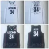 NCAA UCONN HUSKIES BASKABALL RAY ALLEN COLLEGE JERSEYS 34 Men University Team Color Navy Blue White Bortable Brodery and Sying for Sport Fans Pure Cotton