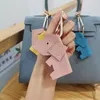 designer leather elephant rabbit pendant Bag Parts lychee pattern cowhide ornament car key chain bags decoration 100% cowhide Accessories girls toys fashion tag HBP