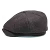 Men Casual Ivy Newspaper Seller Hat Man Felt Autumn And Winter Cap Vader Leisure Beret Caps Winter Wool Flat Octagon Cap Adjustable 5561Cm J220722