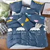 ALANNA T series Printed Solid bedding sets Home Bedding Set 4-7pcs High Quality Lovely Pattern with Star tree flower 201114