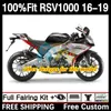 Spritzgusskörper für Aprilia RSV4 RSV 1000 RSV-1000 RSV1000R 16-19 Karosserie 5DH.44 RSV1000 R RR 16 17 18 19 RSV1000RR 2016 2017 2018 2019 OEM-Verkleidung silber schwarz