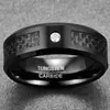Anéis de casamento Fibra de carbono preto de 8 mm para homens e mulheres zircão tungstênio aço inoxidável Anniversary Jewelry Giftwedding
