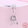 925 Sterling Silver Ciondola Charm Lock Key Lucchetto Cuore Love Pendant Moda Hollow Bead Fit Pandora Charms Bracciale Gioielli fai da te Accessori