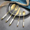 Dinnerware Sets 30pcs Stainless Steel Cutlery Ceramic Gold Set Home Fork Spoon Knife Dinner Green Flatware Kitchen UtensilsDinnerware SetsDi