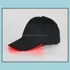 32 couleurs LED casquette de baseball éclairée Glow Club Hip-Hop Golf chapeau de danse fibre optique casquettes lumineuses réglable Dda734 Party Drop Delivery 202